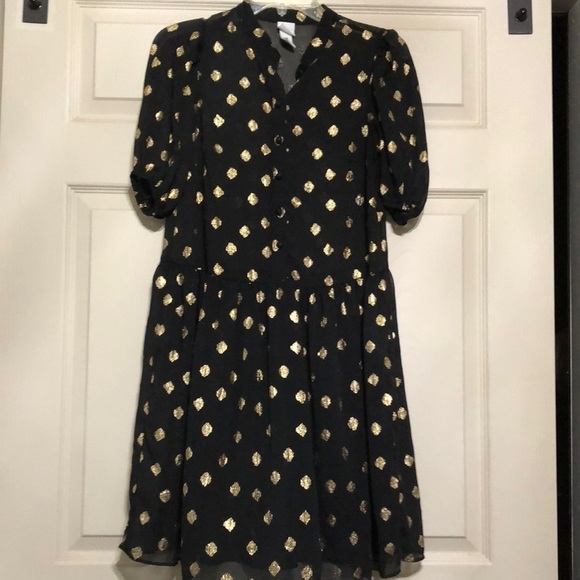 Sheer black with gold dots dress size XS - Picture 1 of 7